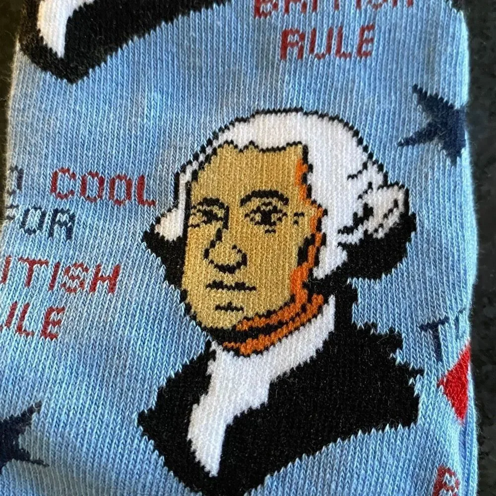 OohYeah George Socks Too Cool For British Rule USA Patriotic Womens 5 -10 NWT